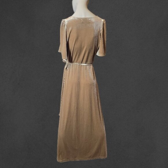 Velvet Feel Champagne MEROKEETY Maxi Wrap Dress szS - Picture 3 of 7